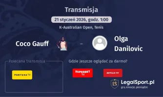 Coco Gauff - Olga Danilovic gdzie oglądać? (21.01)