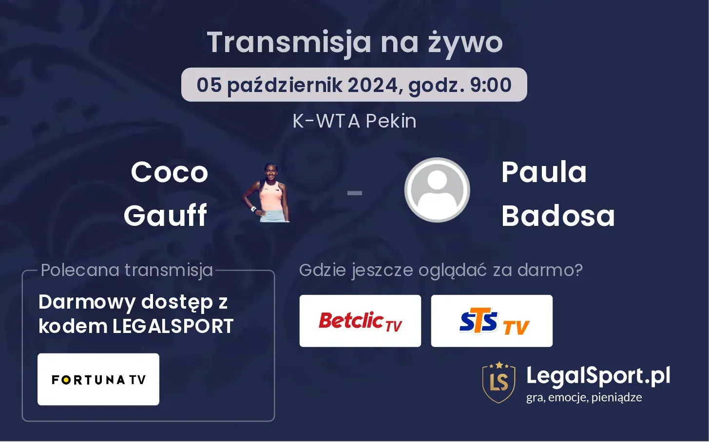 Coco Gauff - Paula Badosa gdzie oglądać? 05.10, godz. 09:00