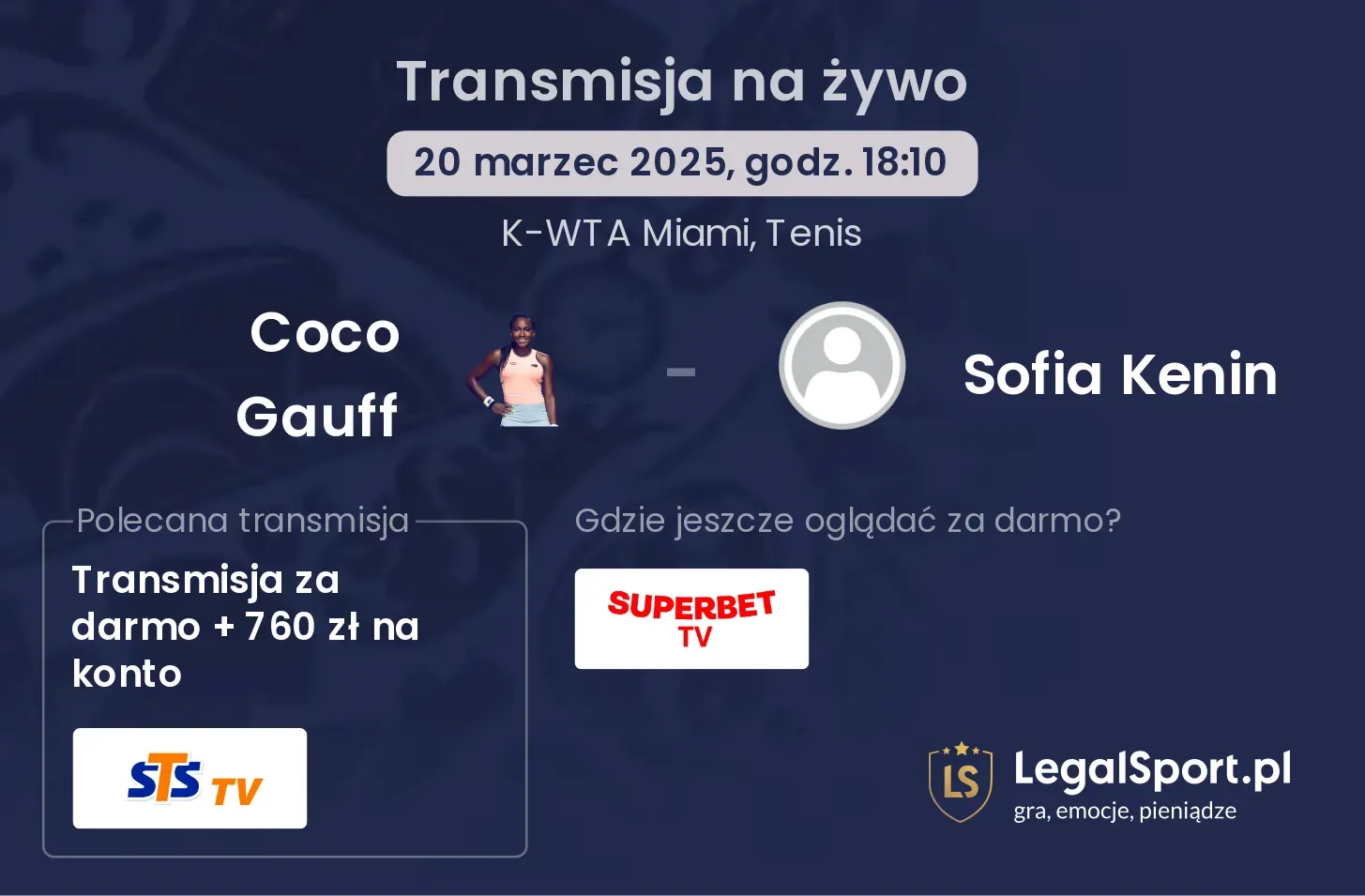 Coco Gauff - Sofia Kenin transmisja na żywo
