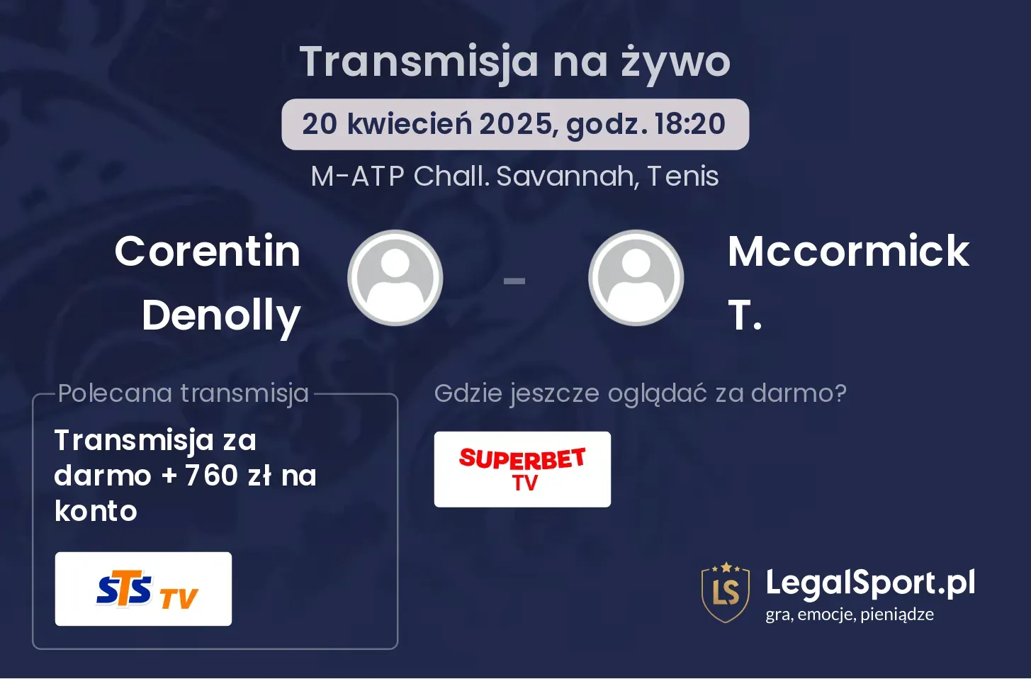 Corentin Denolly - Mccormick T. gdzie oglądać transmisję?