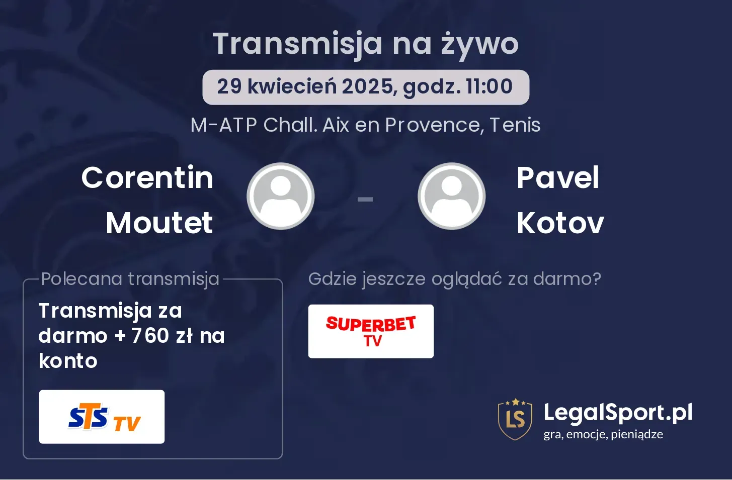 Corentin Moutet - Pavel Kotov gdzie oglądać?