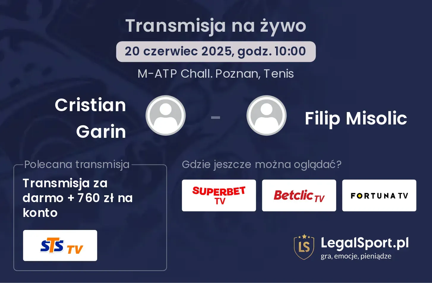 Cristian Garin - Filip Misolic transmisja na żywo