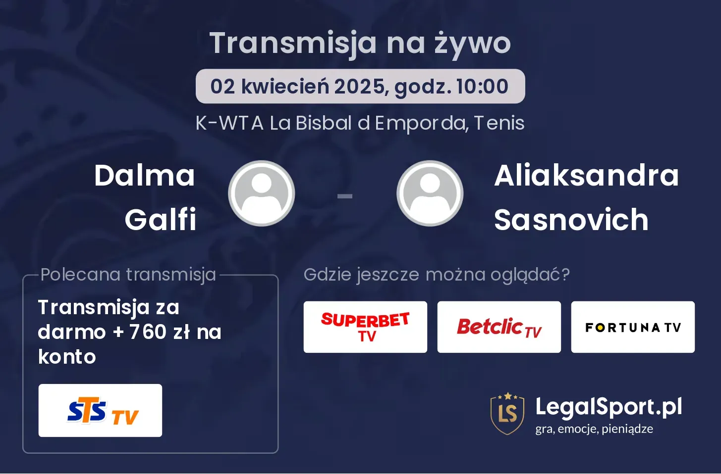 Dalma Galfi - Aliaksandra Sasnovich gdzie oglądać?