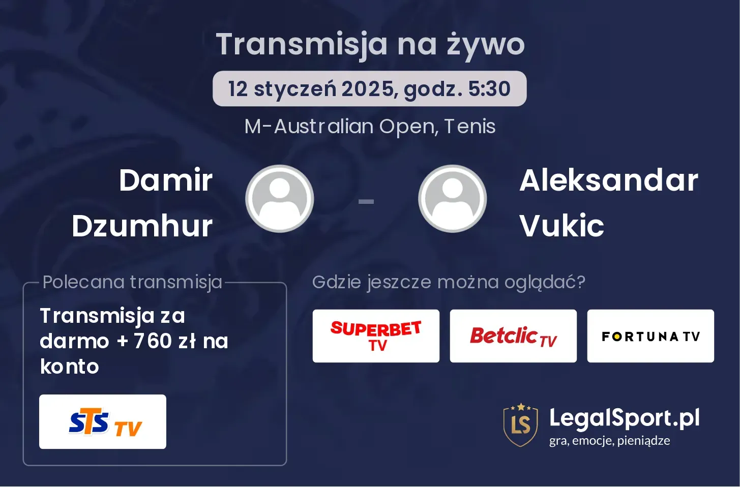 Damir Dzumhur - Aleksandar Vukic gdzie oglądać?