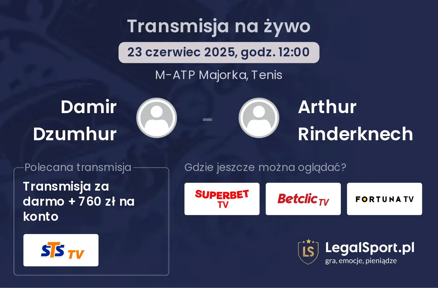 Damir Dzumhur - Arthur Rinderknech transmisja na żywo