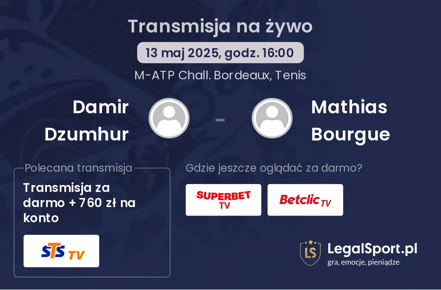 Damir Dzumhur - Mathias Bourgue gdzie oglądać?