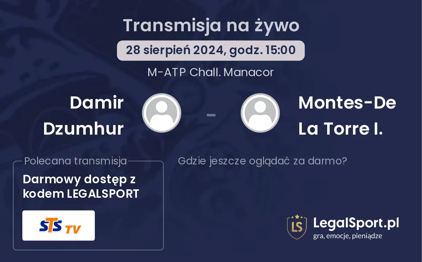 Damir Dzumhur - Montes-De La Torre I. gdzie oglądać? 28.08, godz. 15:00