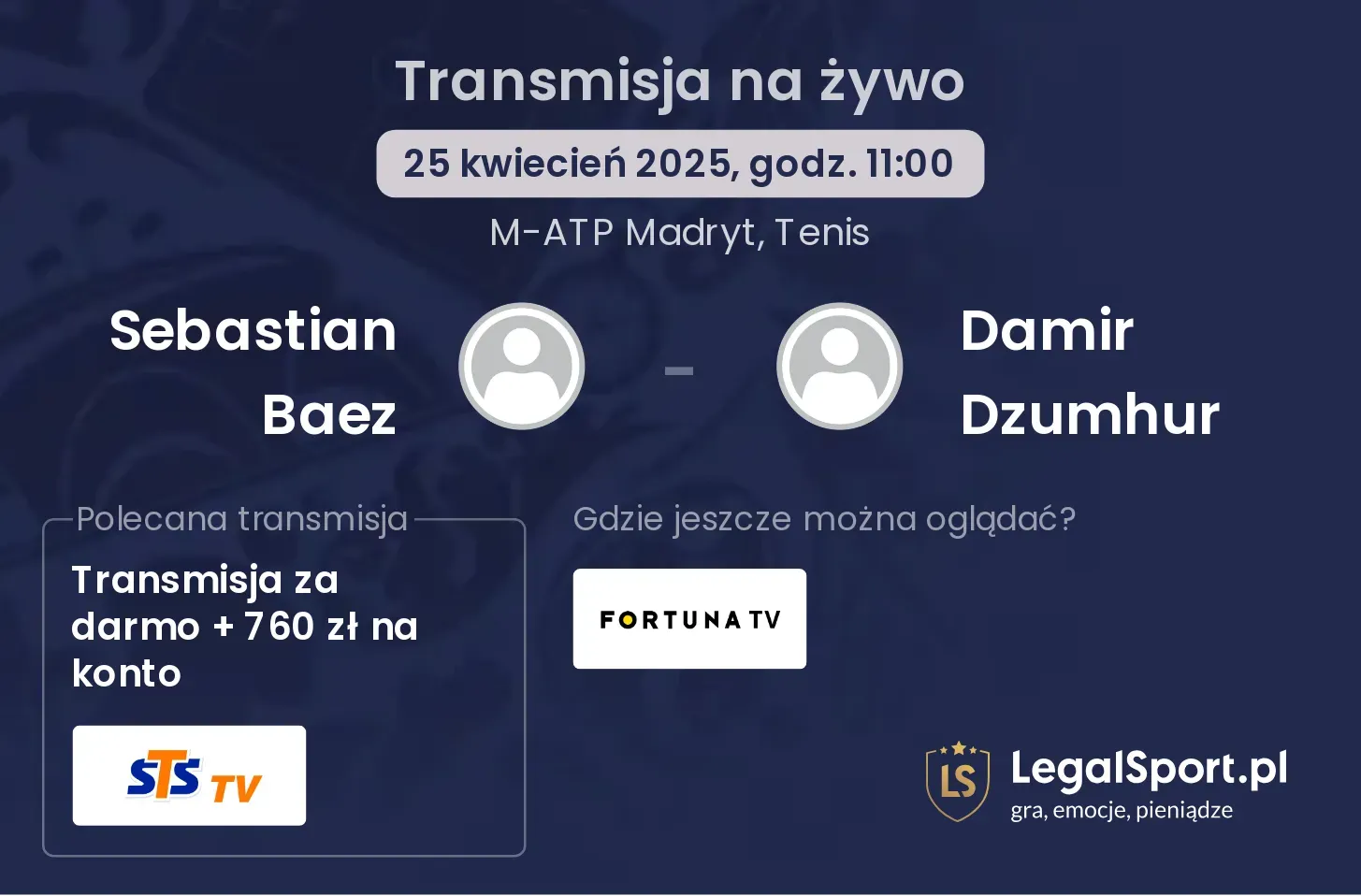 Sebastian Baez - Damir Dzumhur gdzie oglądać transmisję?