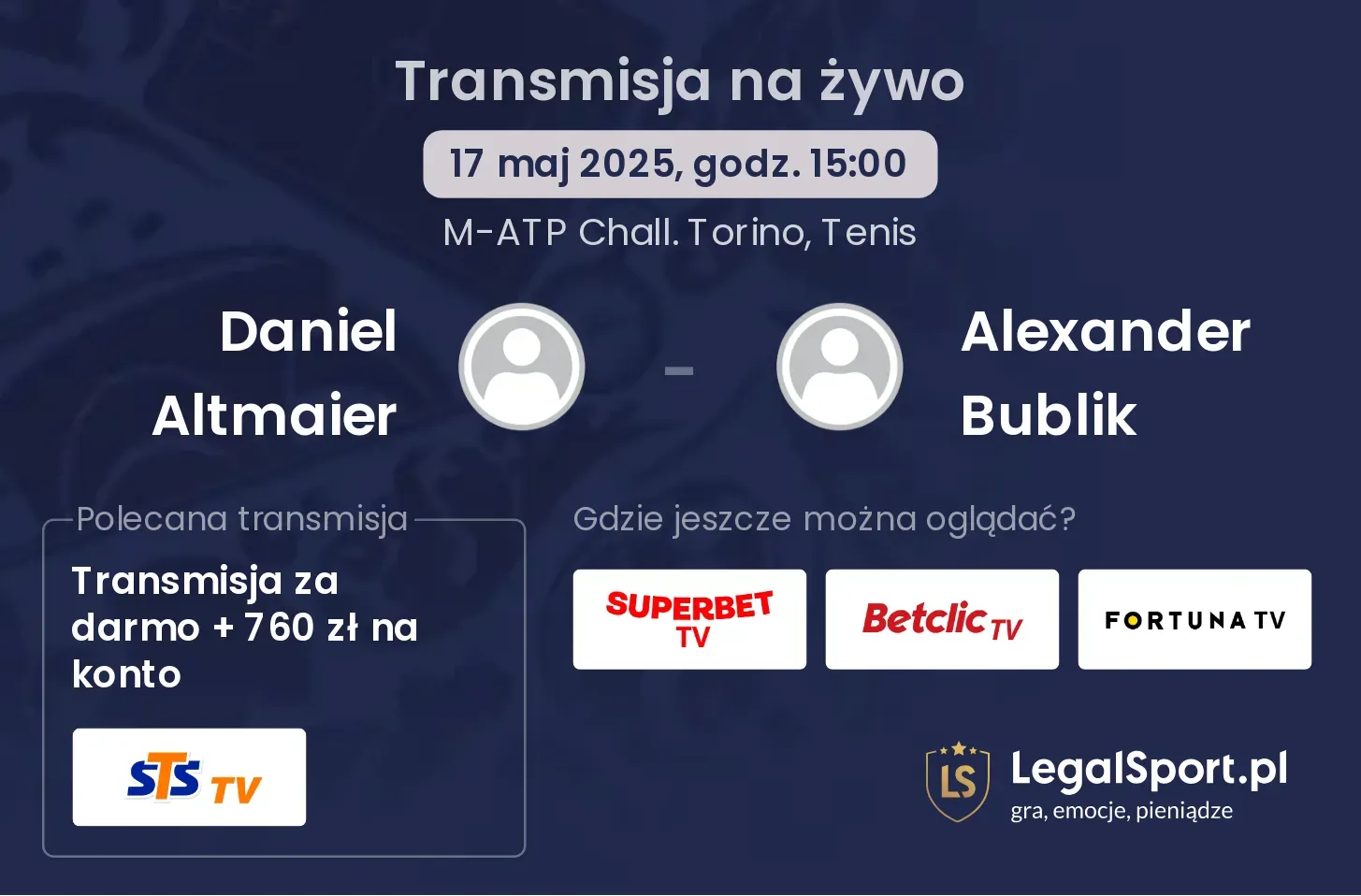 Daniel Altmaier - Alexander Bublik transmisja na żywo