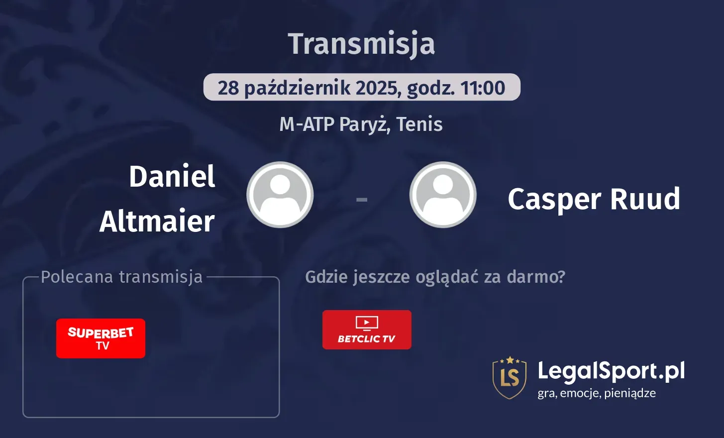 Daniel Altmaier - Casper Ruud Transmisje