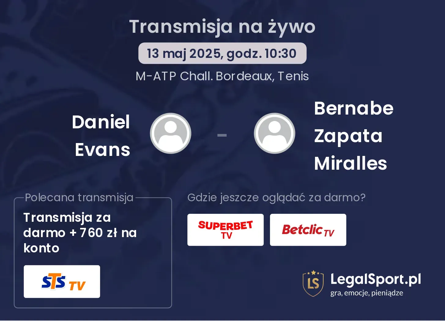 Daniel Evans - Bernabe Zapata Miralles transmisja na żywo