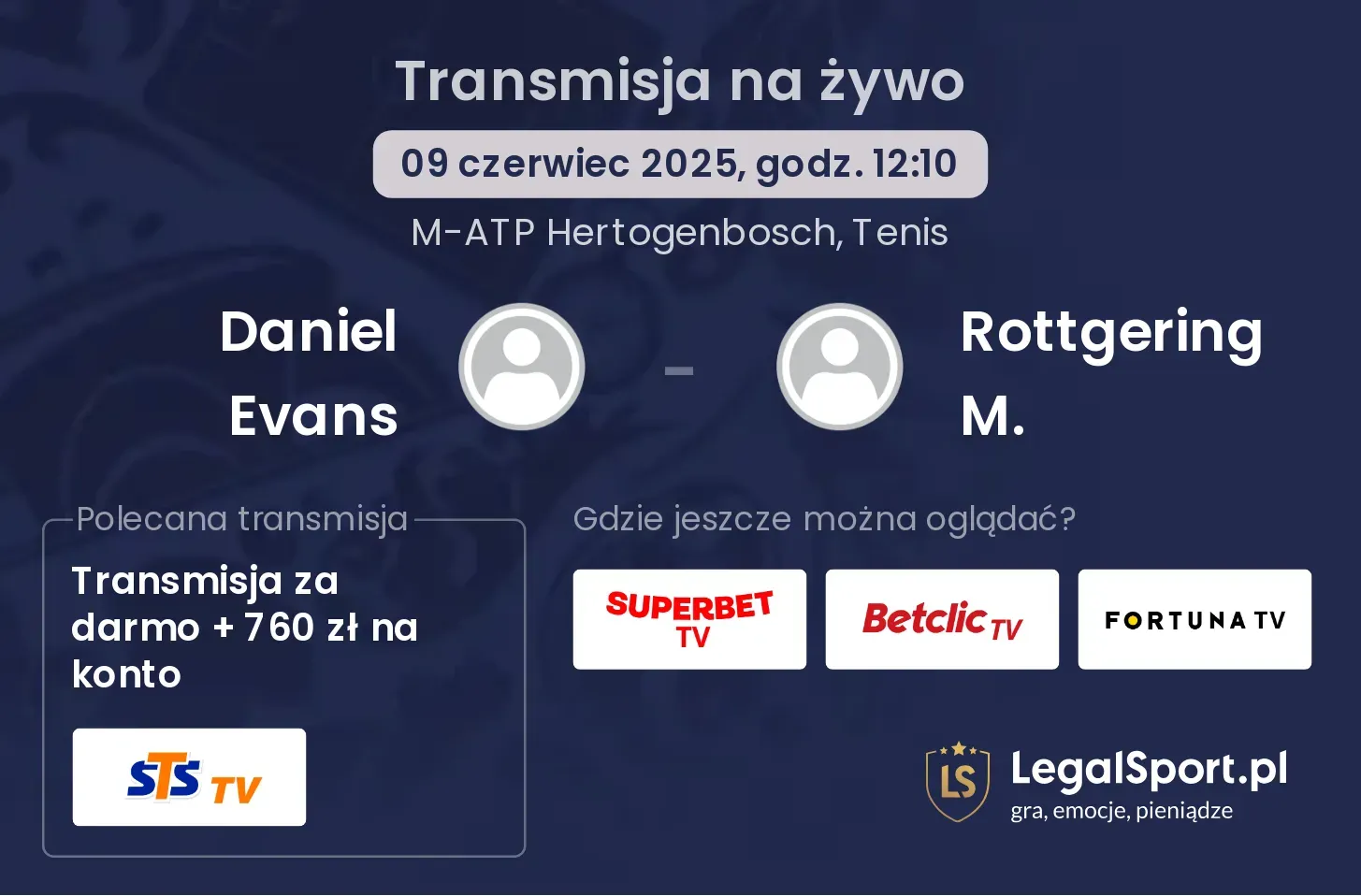 Daniel Evans - Rottgering M. transmisja na żywo