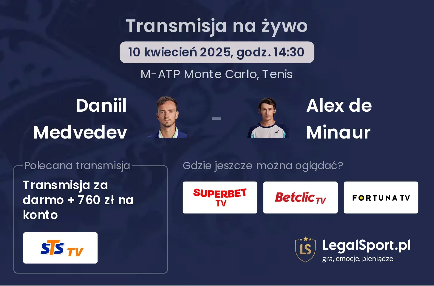 Daniil Medvedev - Alex de Minaur gdzie oglądać transmisję?