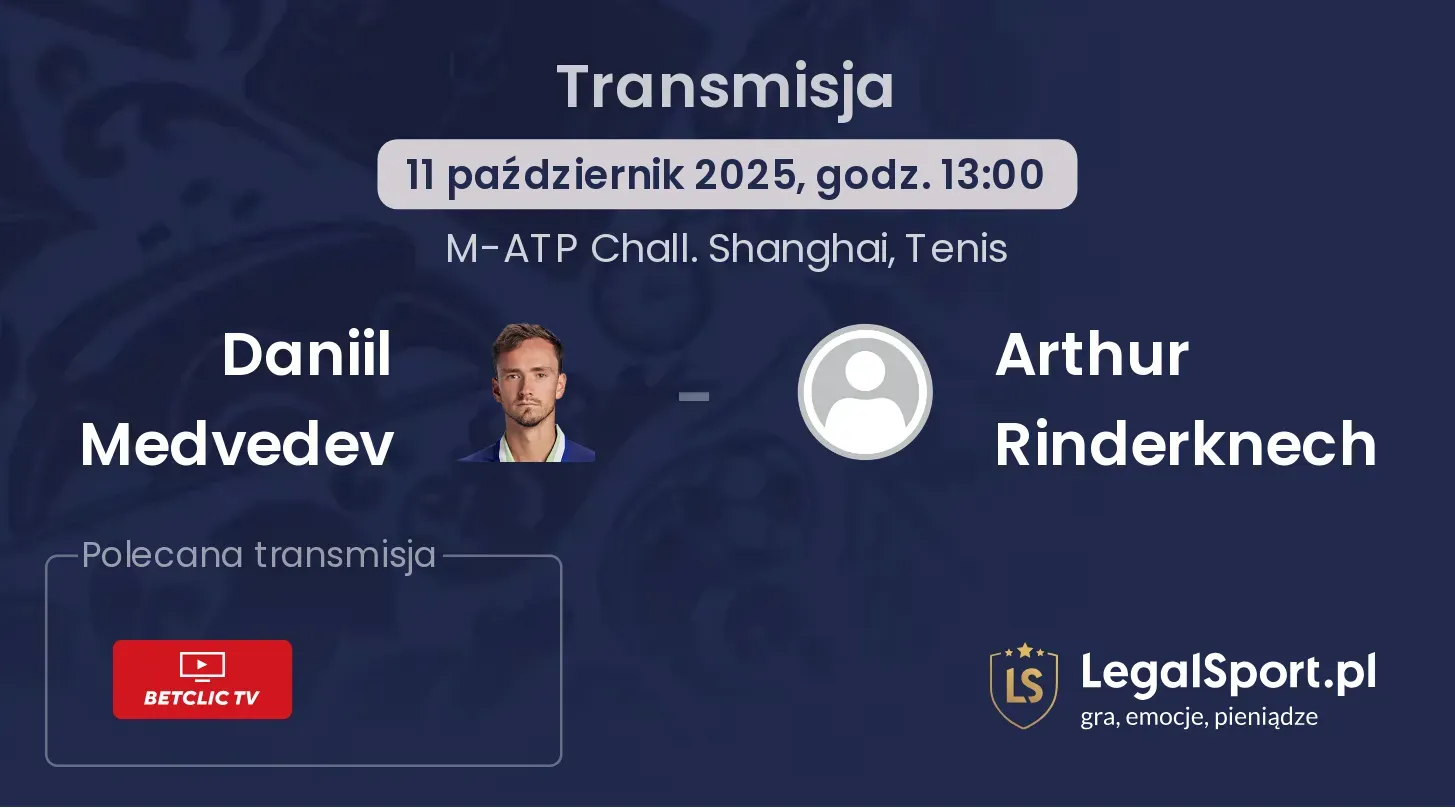 Daniil Medvedev - Arthur Rinderknech Transmisje