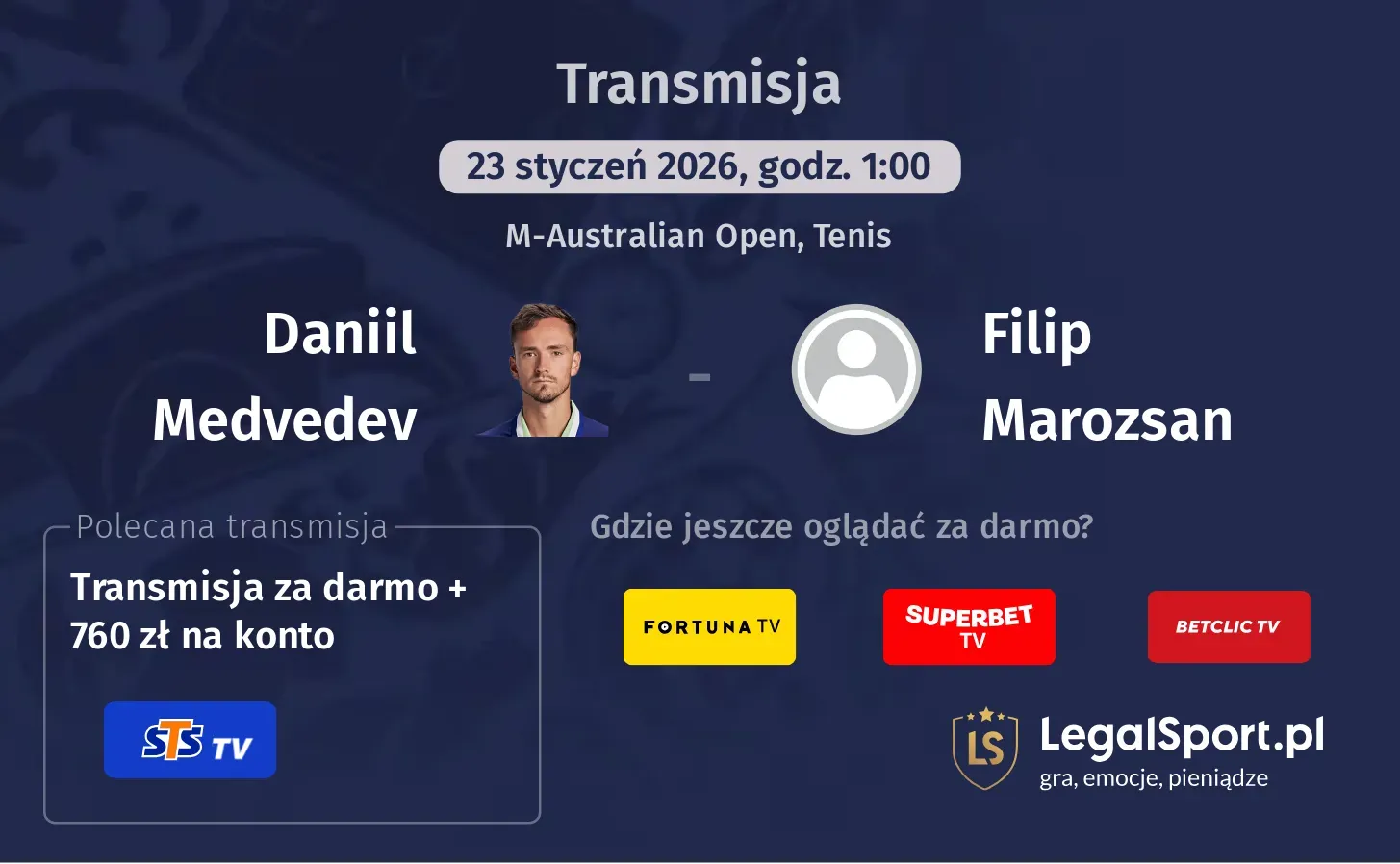 Daniil Medvedev - Filip Marozsan Transmisje