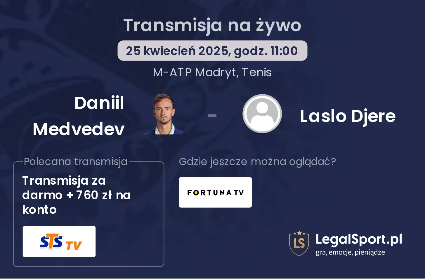 Daniil Medvedev - Laslo Djere gdzie oglądać?