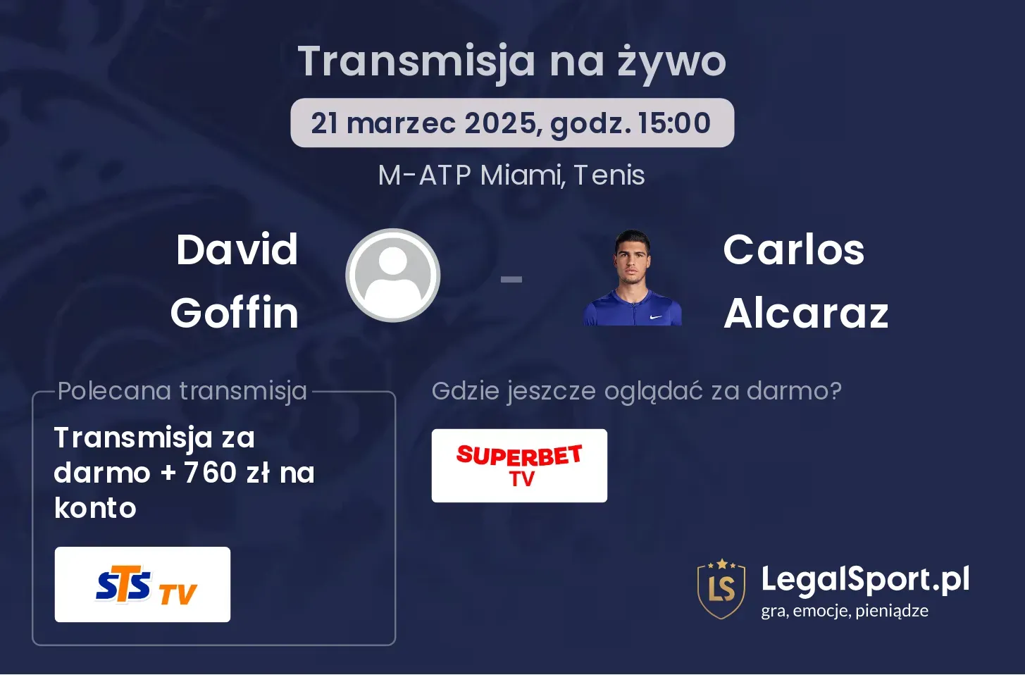 David Goffin - Carlos Alcaraz gdzie oglądać?