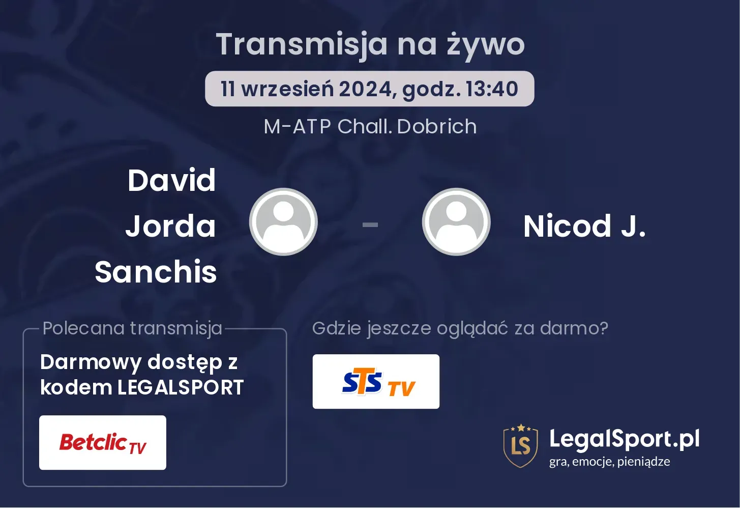 David Jorda Sanchis - Nicod J. gdzie oglądać? 11.09, godz. 13:40