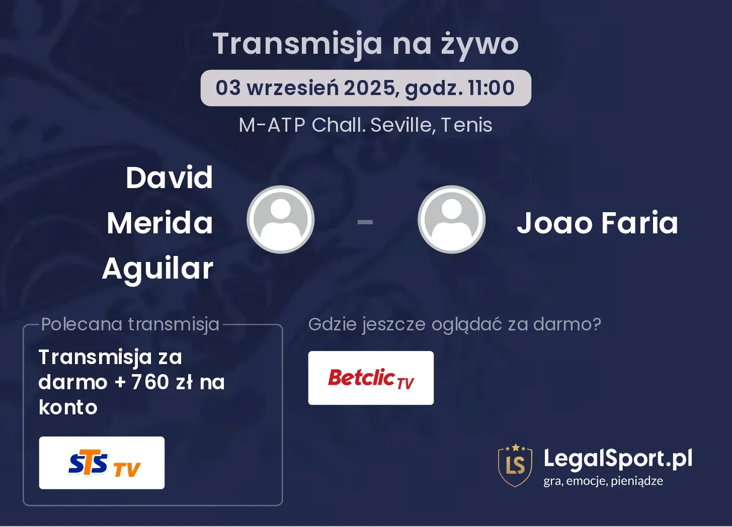 David Merida Aguilar - Joao Faria transmisja na żywo