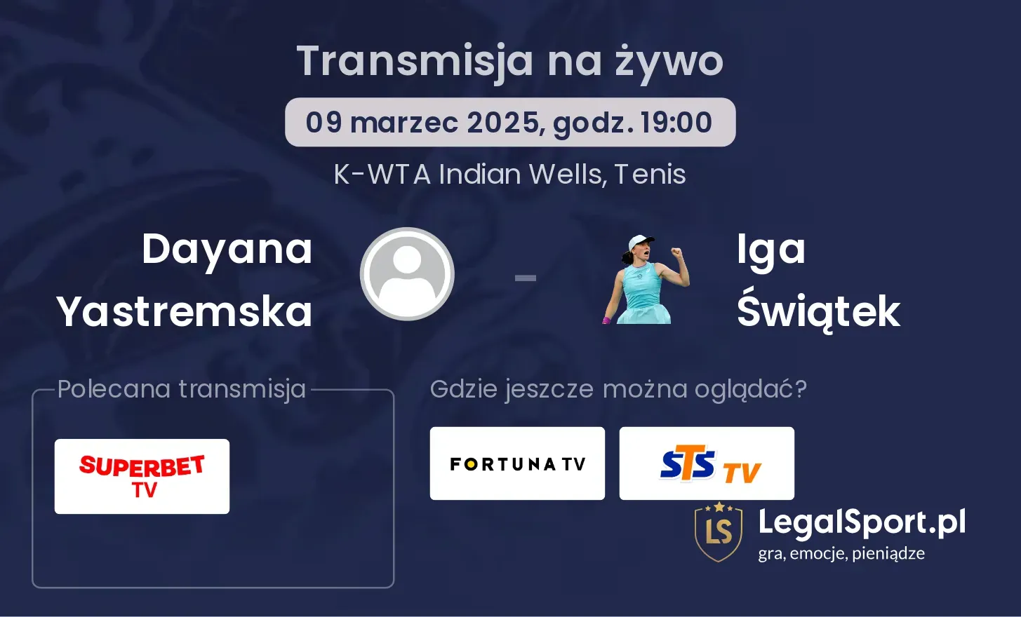 Dayana Yastremska - Iga Świątek gdzie oglądać?