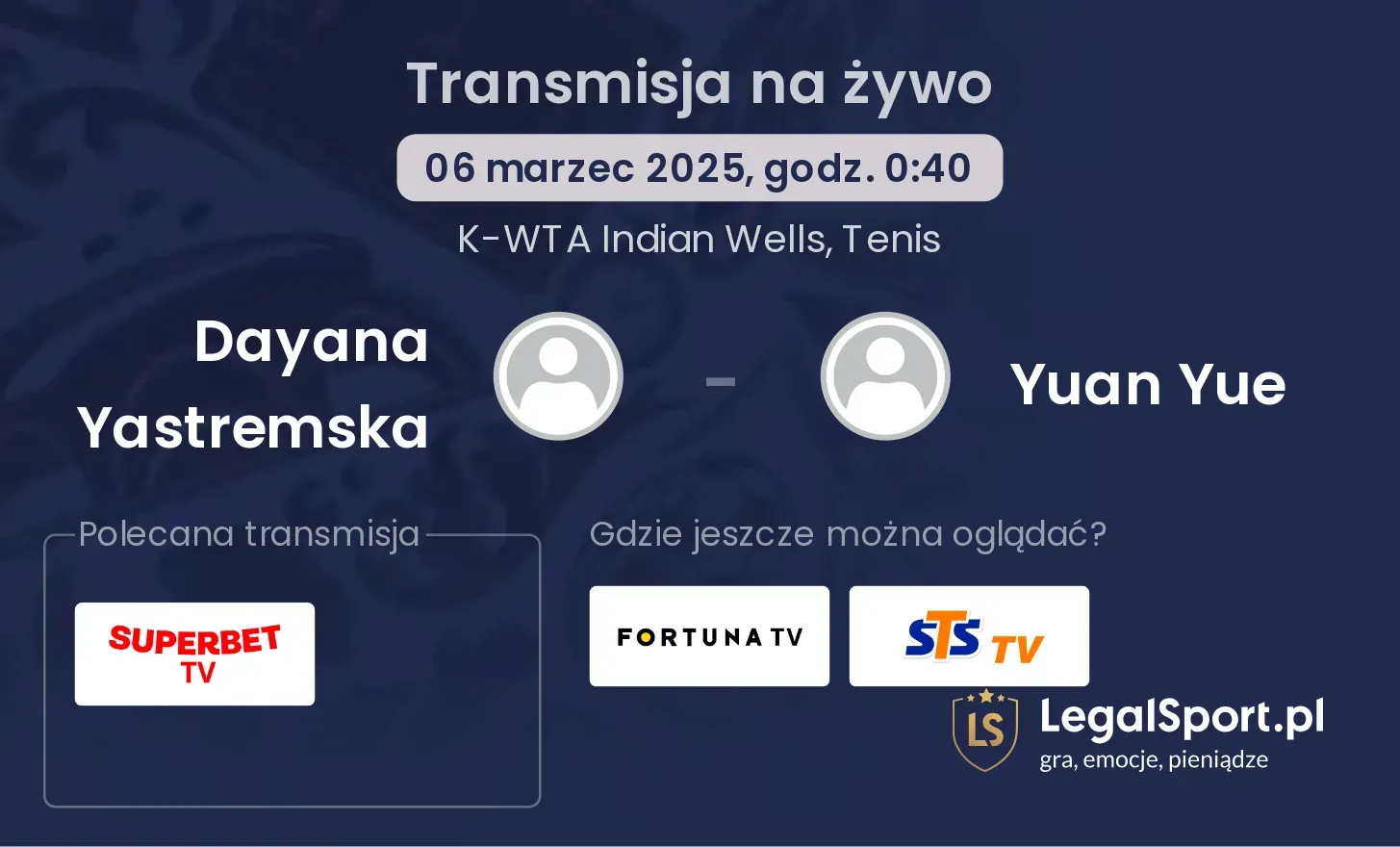 Dayana Yastremska - Yuan Yue gdzie oglądać?
