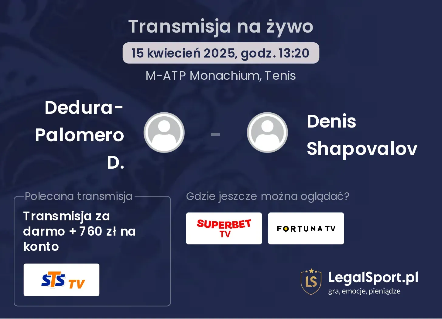 Dedura-Palomero D. - Denis Shapovalov gdzie oglądać?