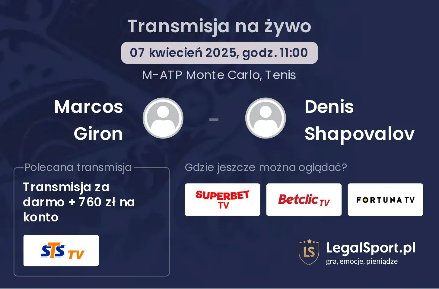Marcos Giron - Denis Shapovalov gdzie oglądać transmisję?