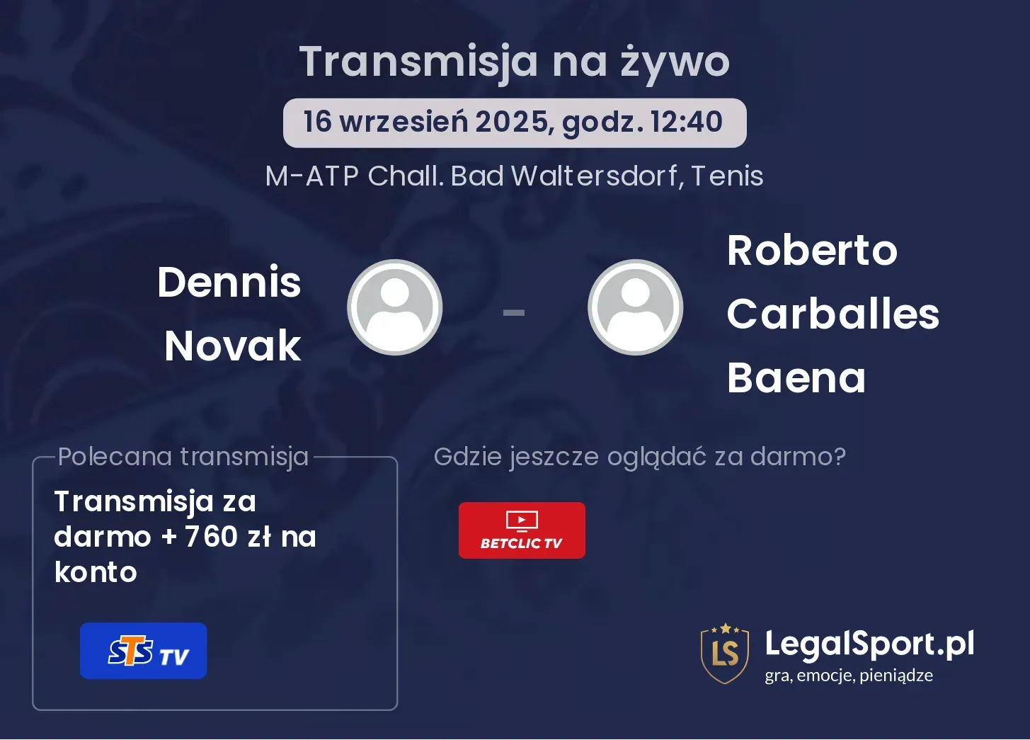 Dennis Novak - Roberto Carballes Baena transmisja na żywo