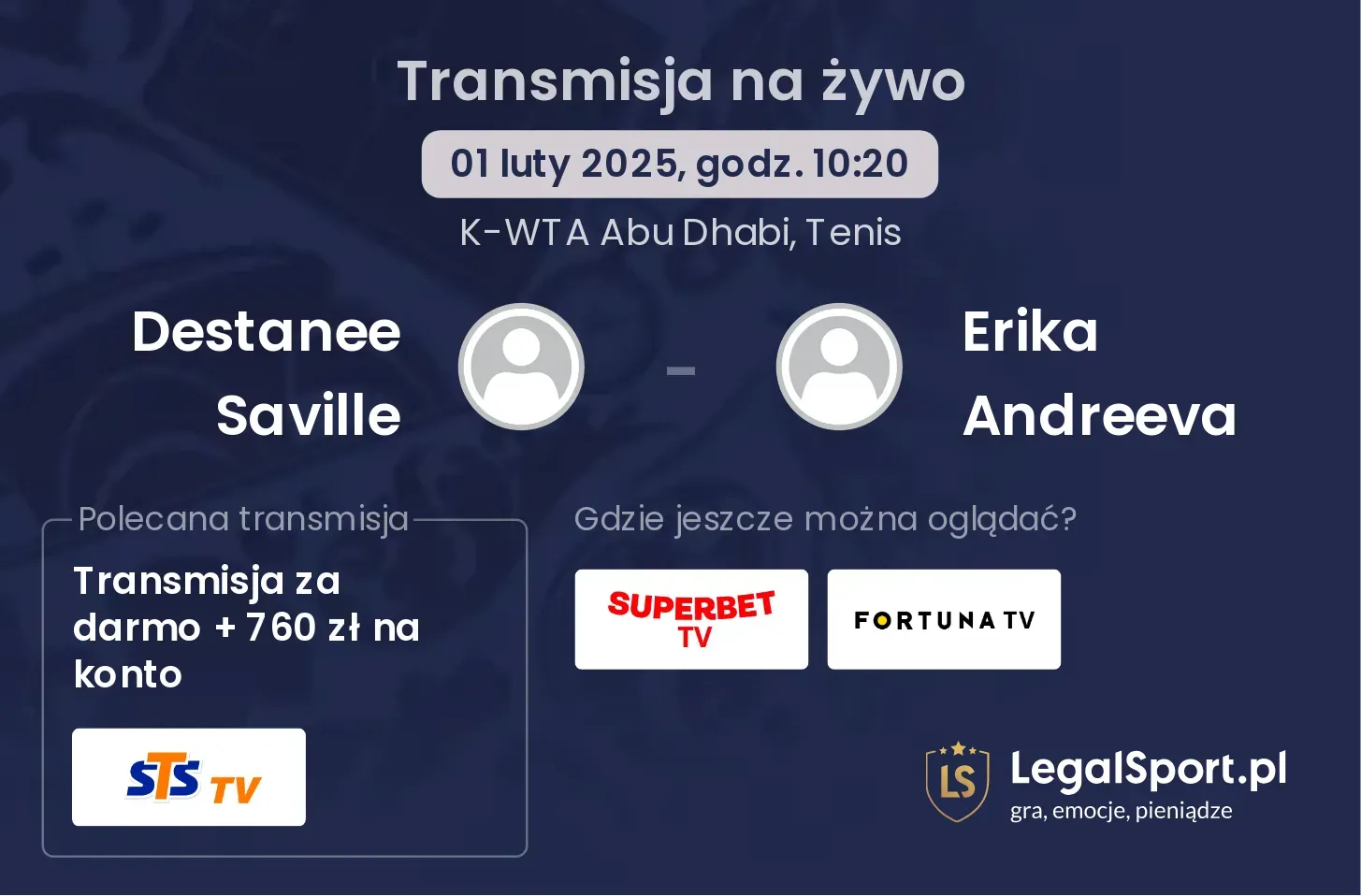 Destanee Saville - Erika Andreeva gdzie oglądać transmisję?