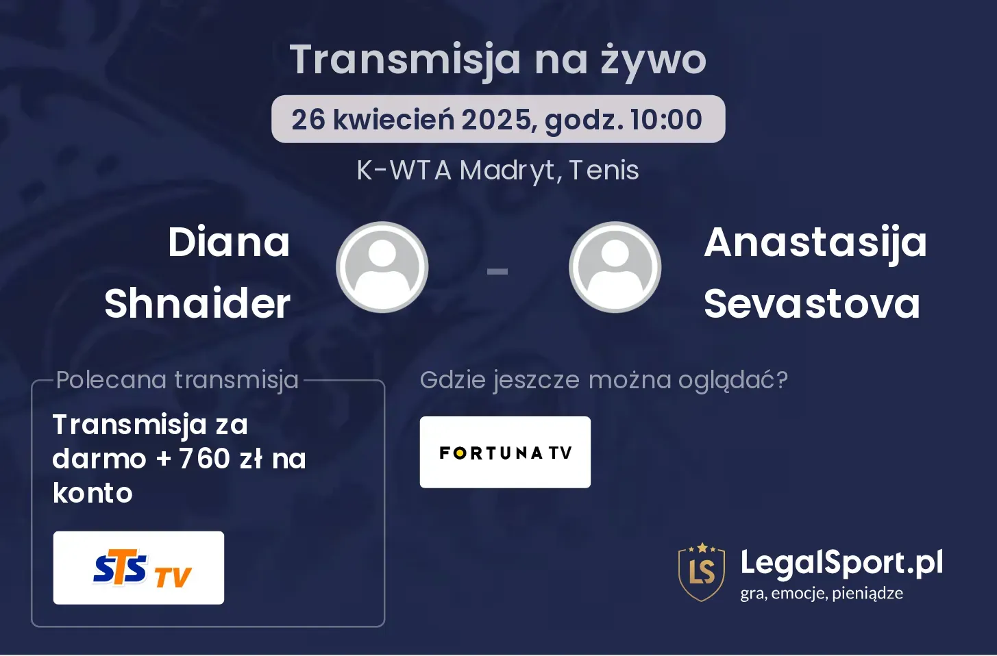 Diana Shnaider - Anastasija Sevastova gdzie oglądać?