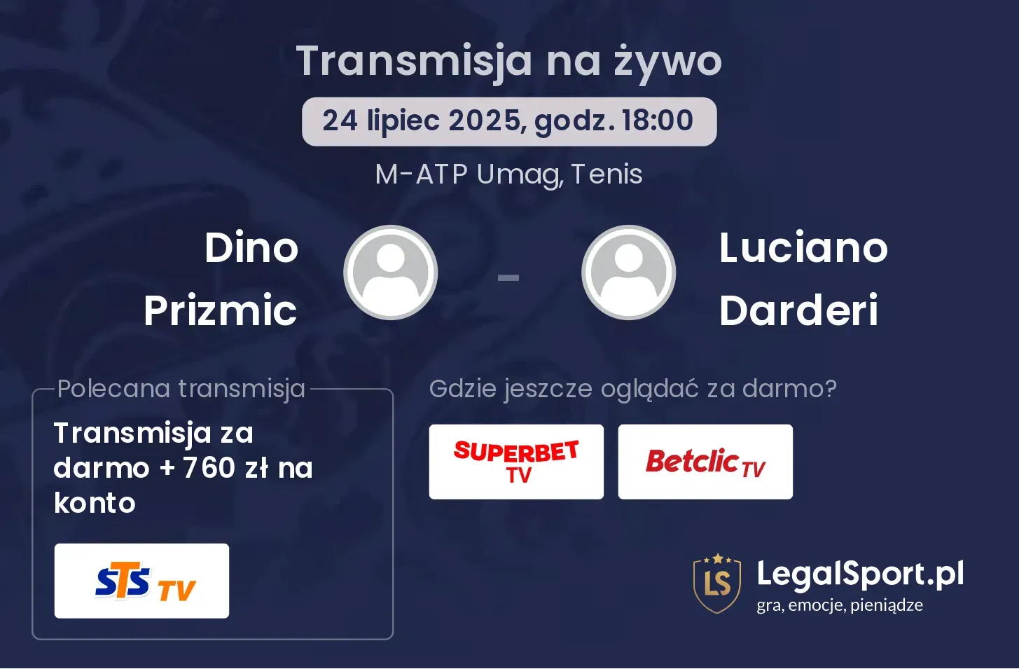 Dino Prizmic - Luciano Darderi gdzie oglądać?