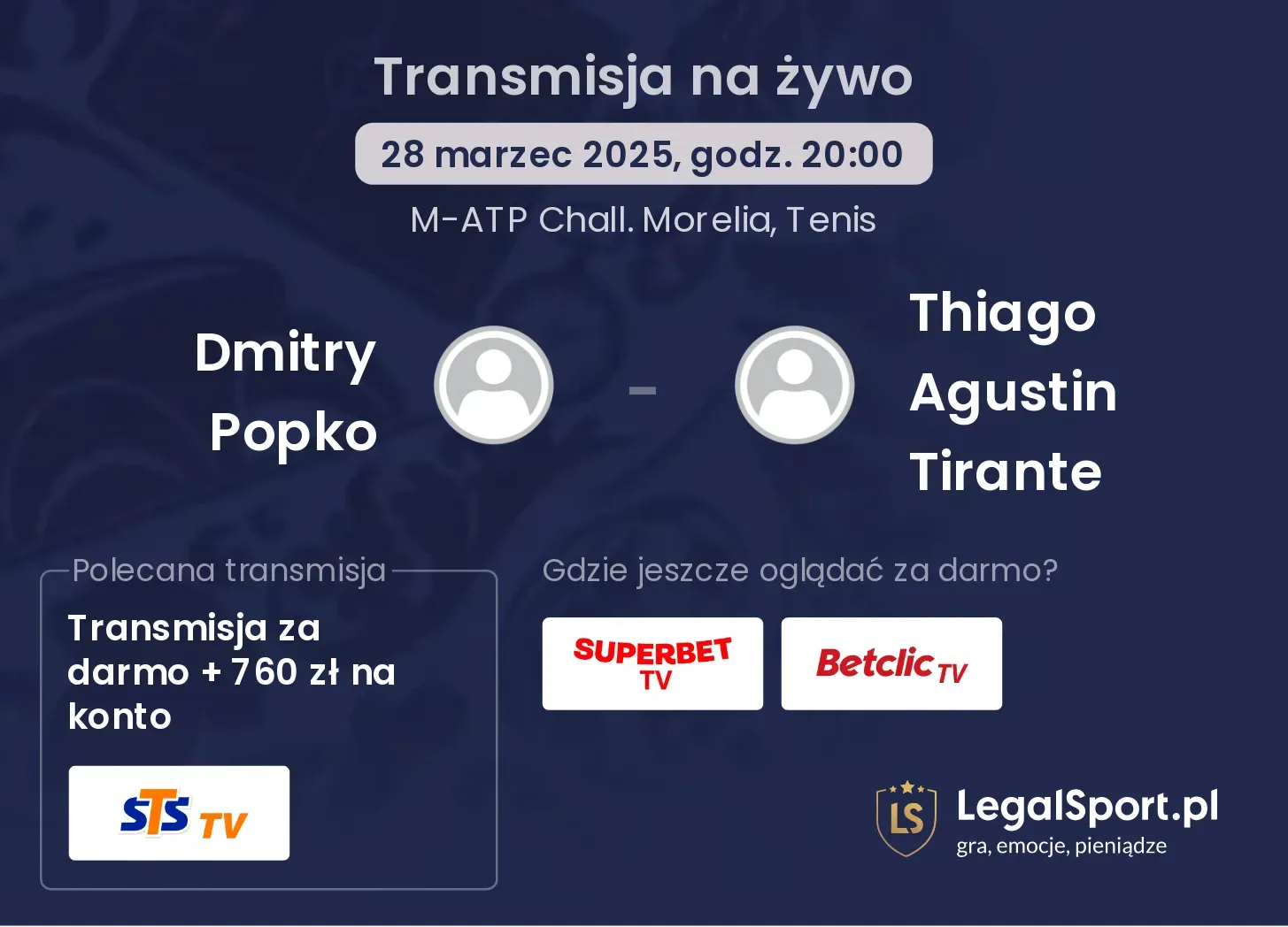 Dmitry Popko - Thiago Agustin Tirante gdzie oglądać?