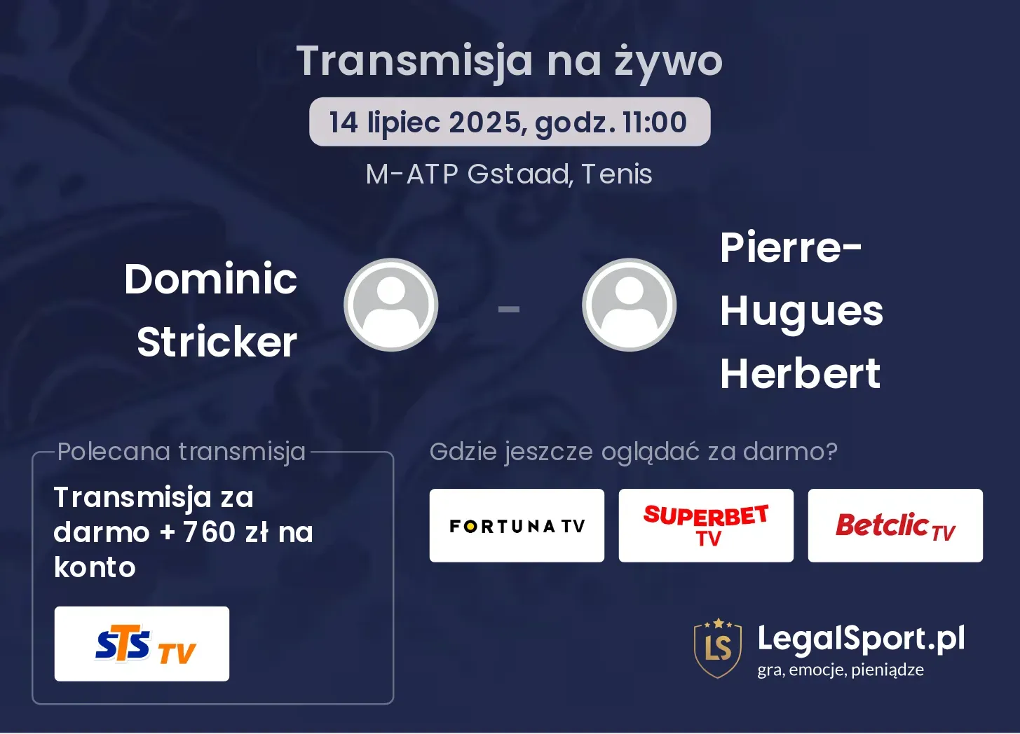 Dominic Stricker - Pierre-Hugues Herbert gdzie oglądać?