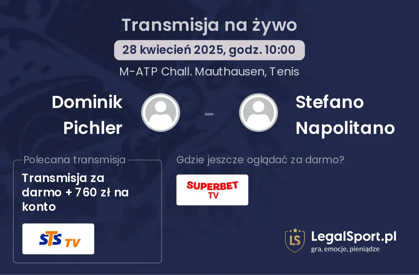 Dominik Pichler - Stefano Napolitano gdzie oglądać transmisję?