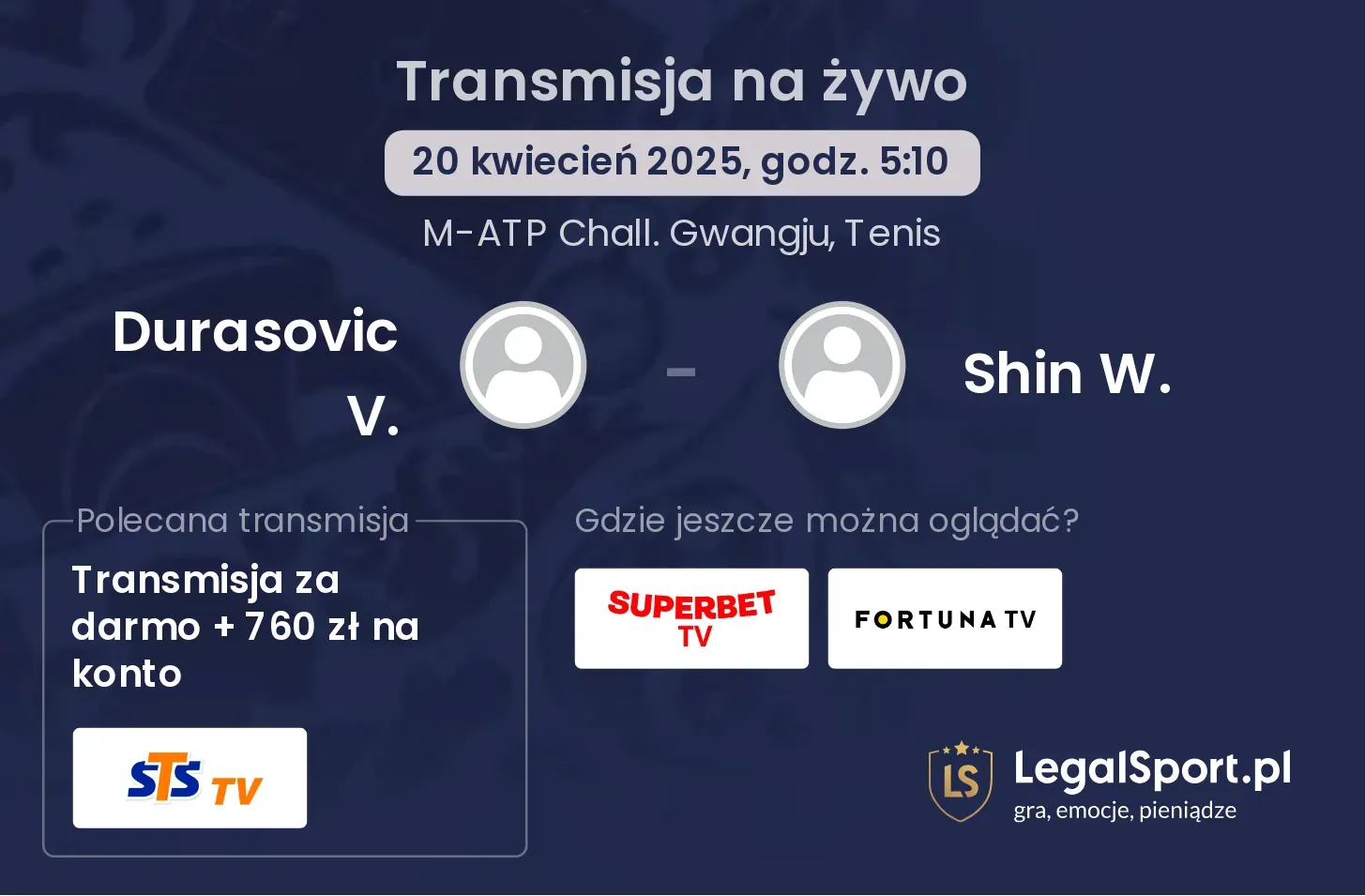 Durasovic V. - Shin W. transmisja na żywo