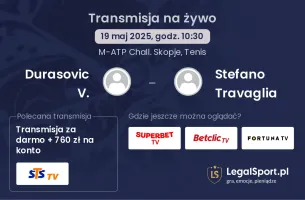 Durasovic V. - Stefano Travaglia gdzie oglądać transmisję?