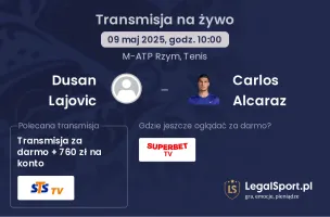 Dusan Lajovic - Carlos Alcaraz gdzie oglądać transmisję?
