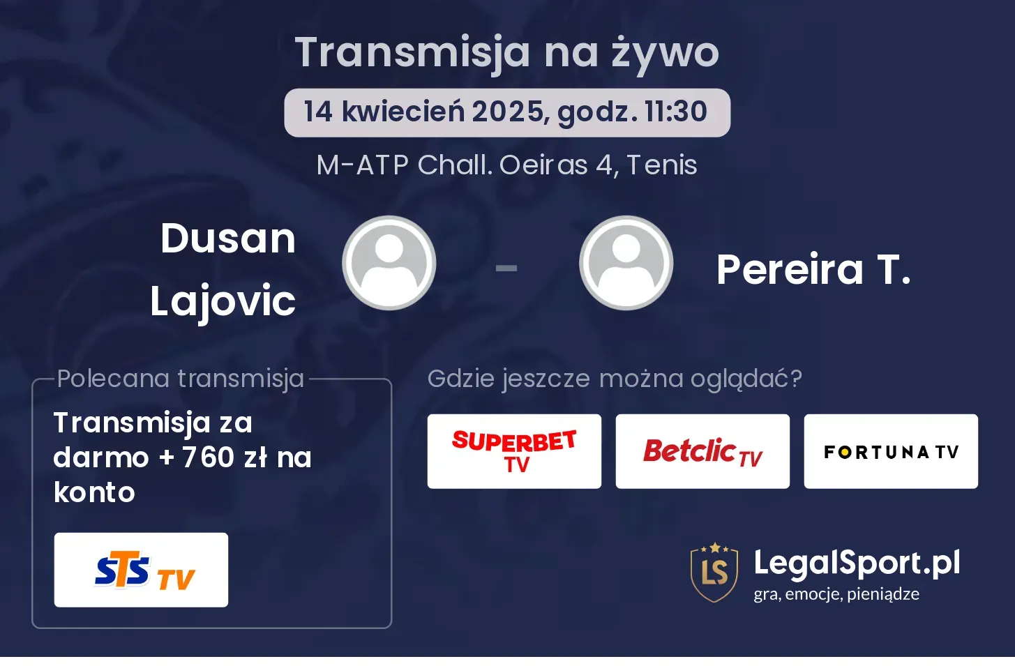 Dusan Lajovic - Pereira T. gdzie oglądać?