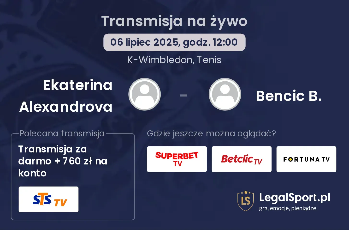 Ekaterina Alexandrova - Bencic B. gdzie oglądać?