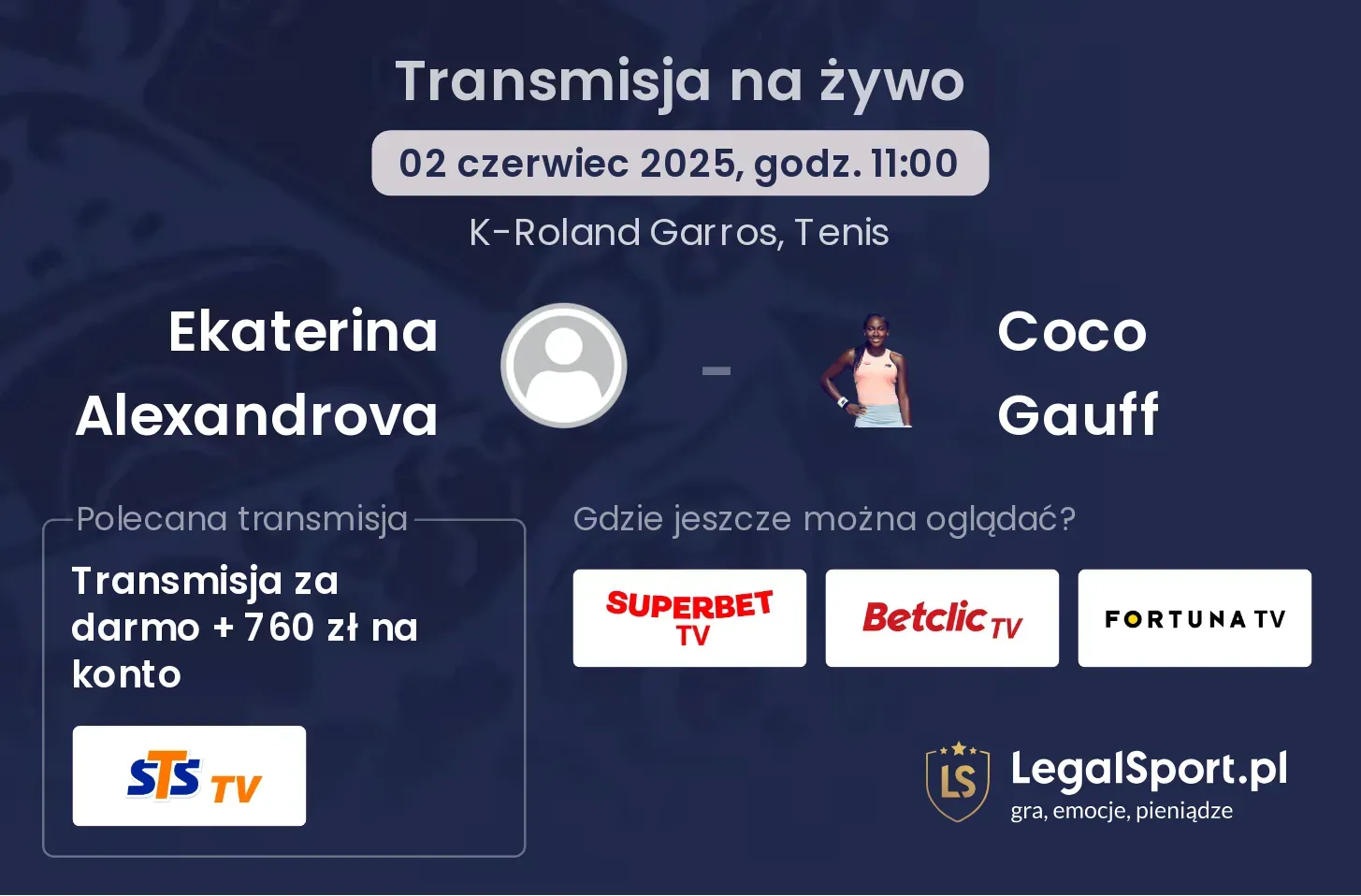 Ekaterina Alexandrova - Coco Gauff gdzie oglądać?