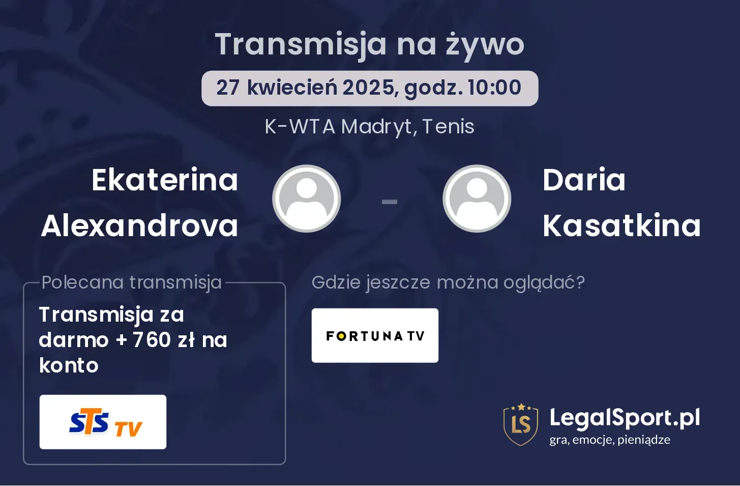 Ekaterina Alexandrova - Daria Kasatkina gdzie oglądać?