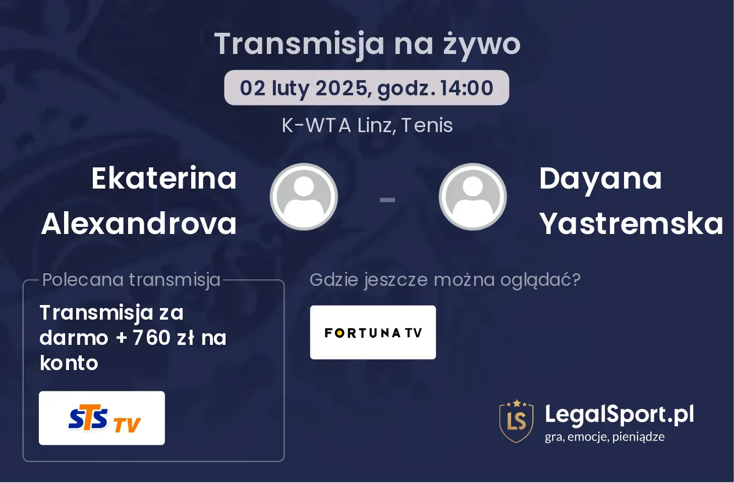 Ekaterina Alexandrova - Dayana Yastremska gdzie oglądać?