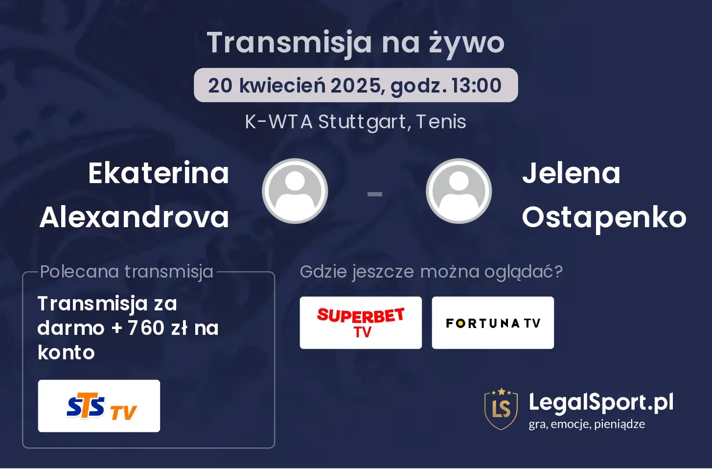 Ekaterina Alexandrova - Jelena Ostapenko gdzie oglądać transmisję?