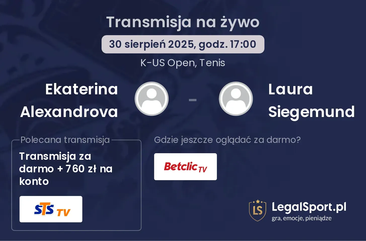 Ekaterina Alexandrova - Laura Siegemund transmisja na żywo