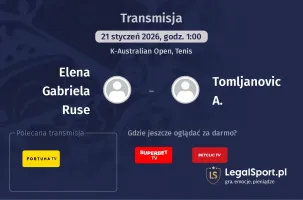 Elena Gabriela Ruse - Tomljanovic A. gdzie oglądać? (21.01)