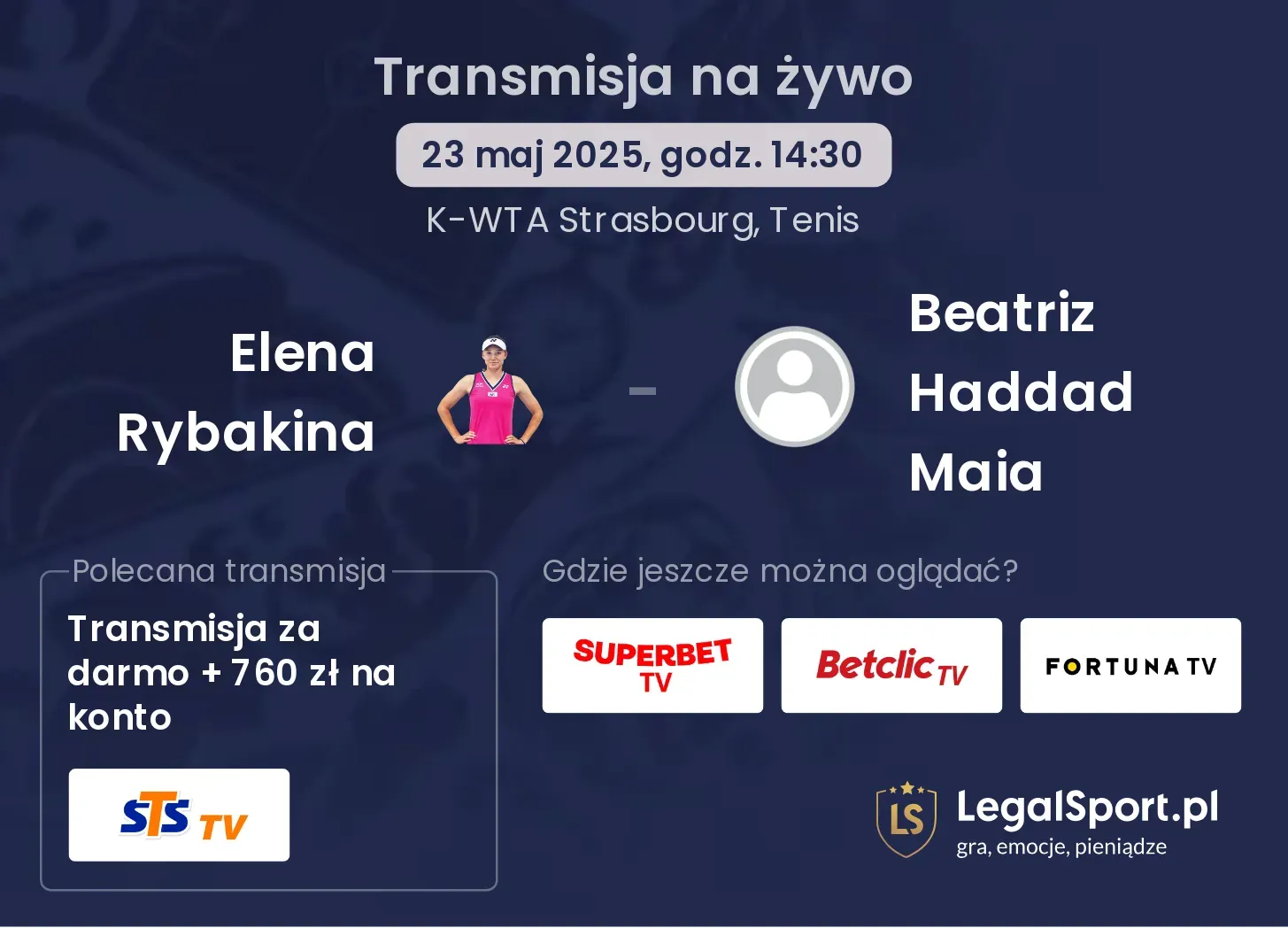 Elena Rybakina - Beatriz Haddad Maia transmisja na żywo
