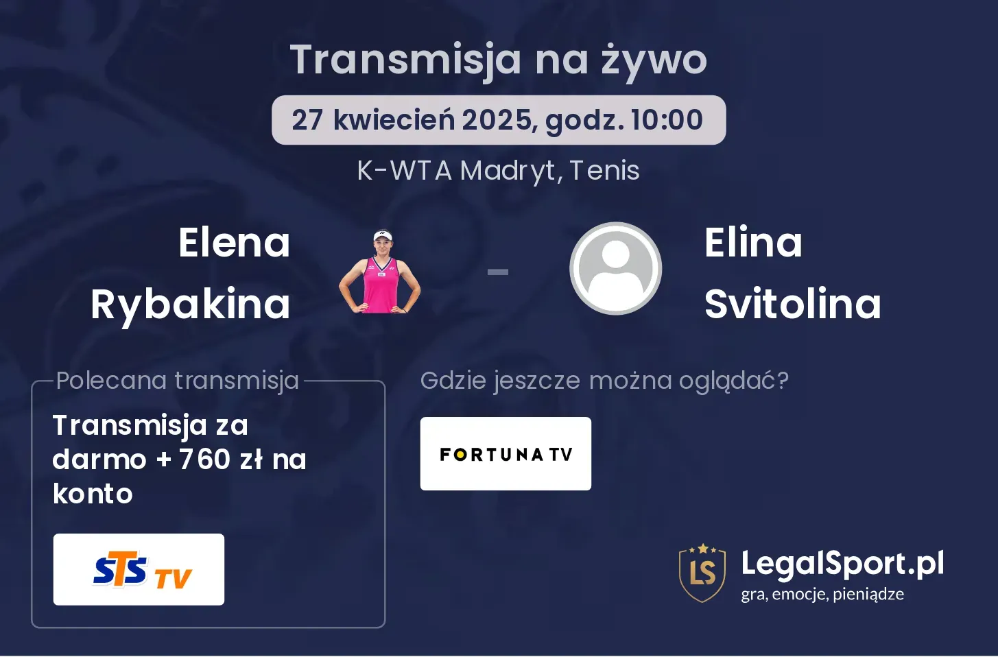 Elena Rybakina - Elina Svitolina gdzie oglądać?