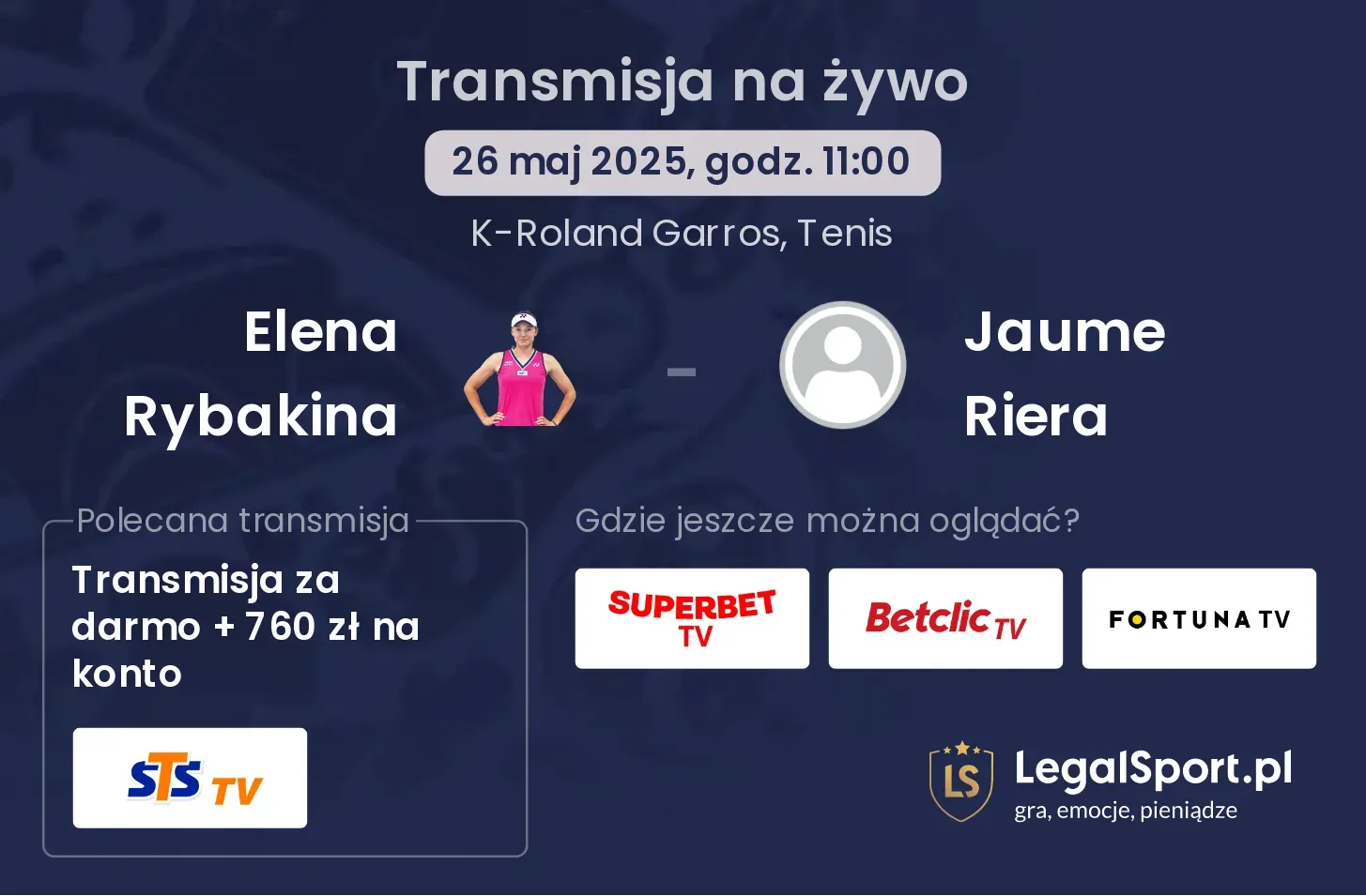 Elena Rybakina - Jaume Riera gdzie oglądać?