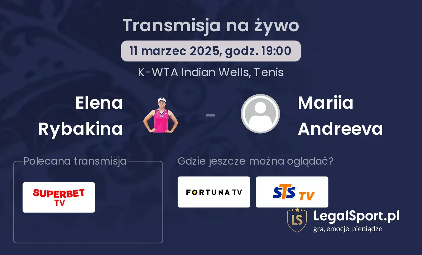 Elena Rybakina - Mariia Andreeva gdzie oglądać transmisję?