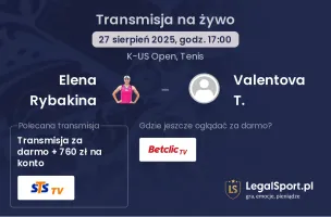 Elena Rybakina - Valentova T. gdzie oglądać?